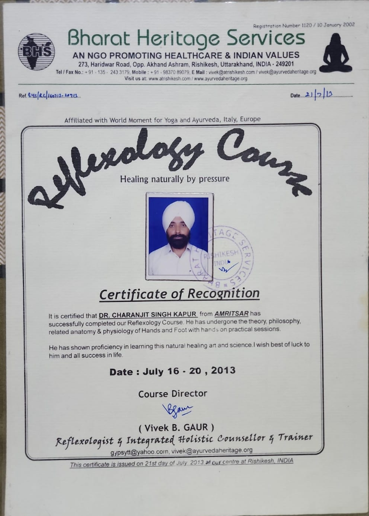 Reflexology Course Recognition